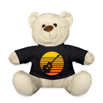 Retro Sonnenuntergang mit Gitarre Design - Teddy - Schwarz - Vorne