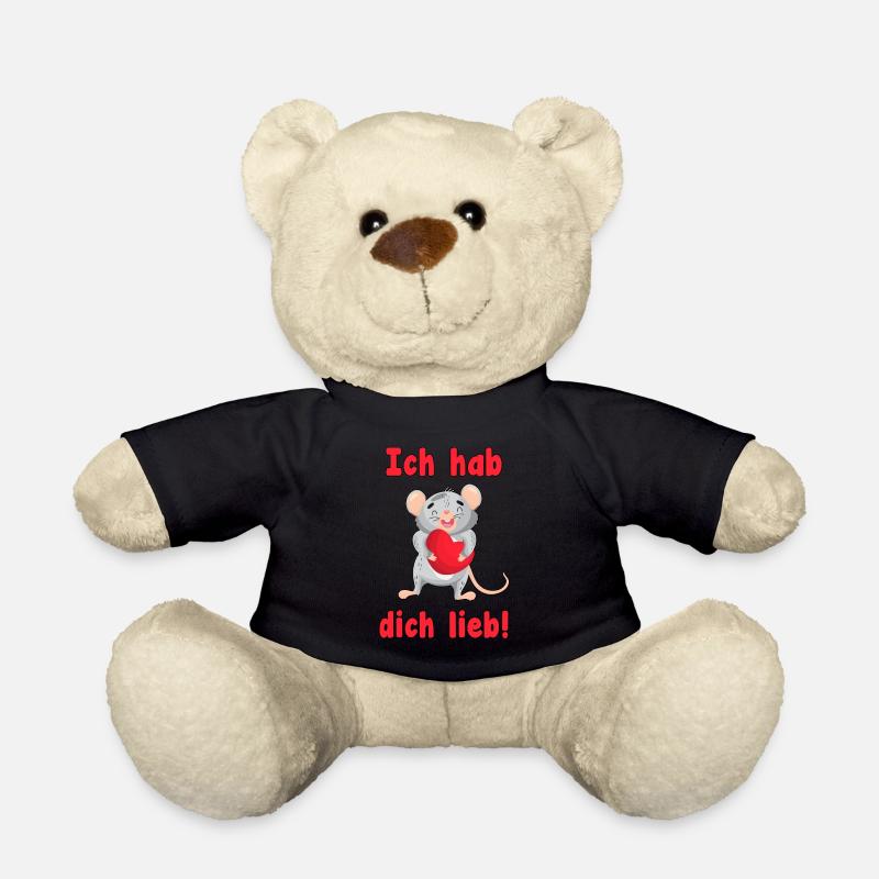 Maus Hab Dich Lieb Mausi Valentinstag Geschenk - Teddy - Schwarz