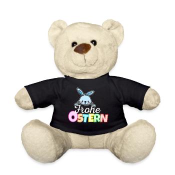 Osterhase Frohe Ostern Gesicht Süß Osterhäschen - Teddy - Schwarz - Vorne