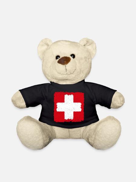 Suisse Suisse Suisse drapeau suisse - Nounours - noir