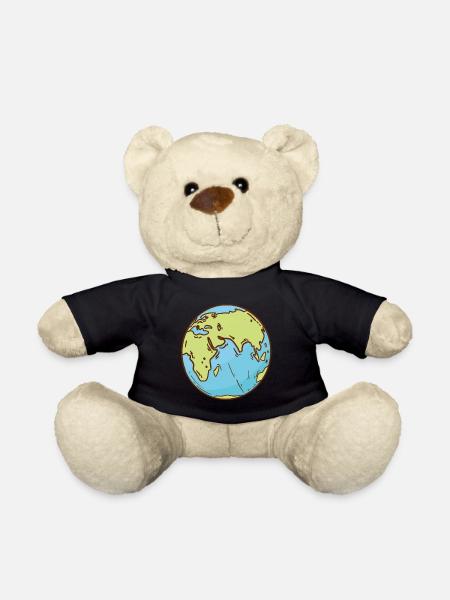 Weltkarte Erde Globus Erdkugel Symbol Kontinente - Teddy - Schwarz