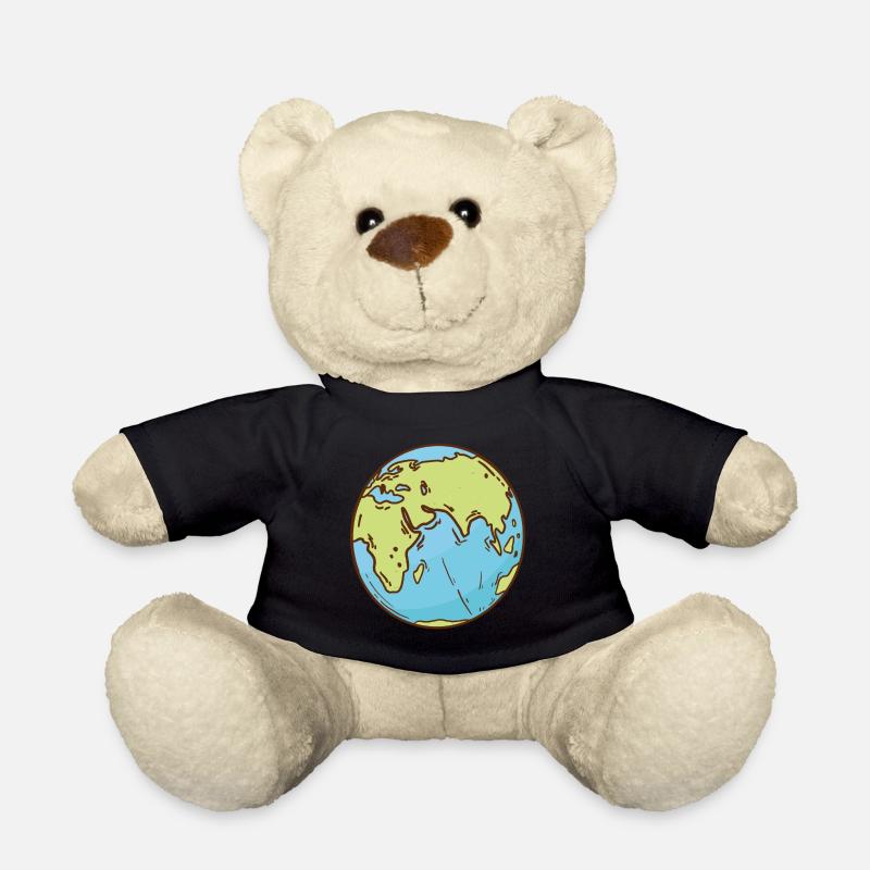 Weltkarte Erde Globus Erdkugel Symbol Kontinente - Teddy - Schwarz