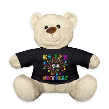 40.Birthday , 40 Years , Happy Birthday (25) - Teddy Bear - black - Front