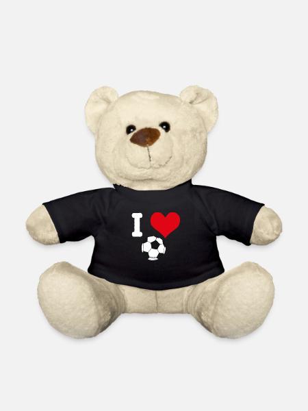 I love soccer - soccer players soccer - Teddy Bear - black