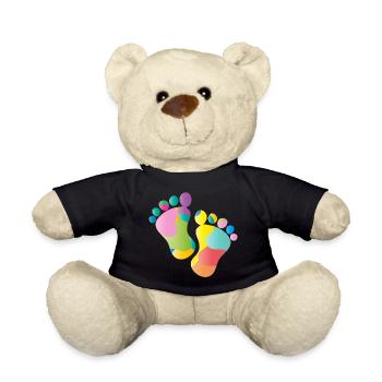 kunterbunte Baby Fußabdrücke - Teddy - Schwarz - Vorne