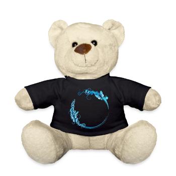blauer Schmetterlings Rahmen für eigene Texte - Teddy - Schwarz - Vorne