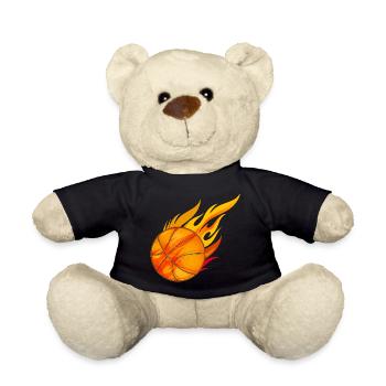 hot glowing basketball on fire - Teddy Bear - black - Front