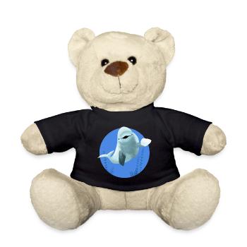 Beluga fröhlich in blauen Kreis - Teddy - Schwarz - Vorne