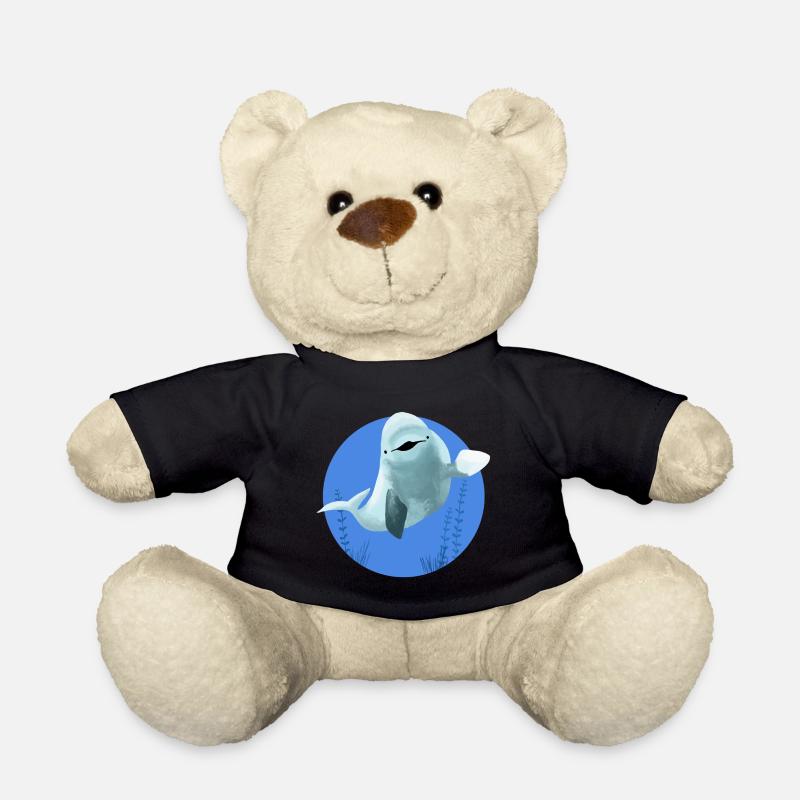 Beluga fröhlich in blauen Kreis - Teddy - Schwarz