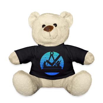 Retro Vintage Tischler Schreiner Handwerker Blau - Teddy - Schwarz - Vorne