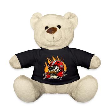 Motorsport Skull Motorcyclist - Teddy Bear - black - Front