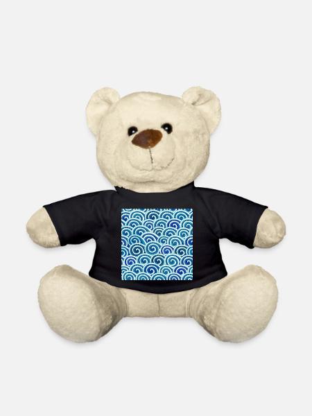 Ausdrucksstarkes Wellenmuster in Blau - Teddy - Schwarz