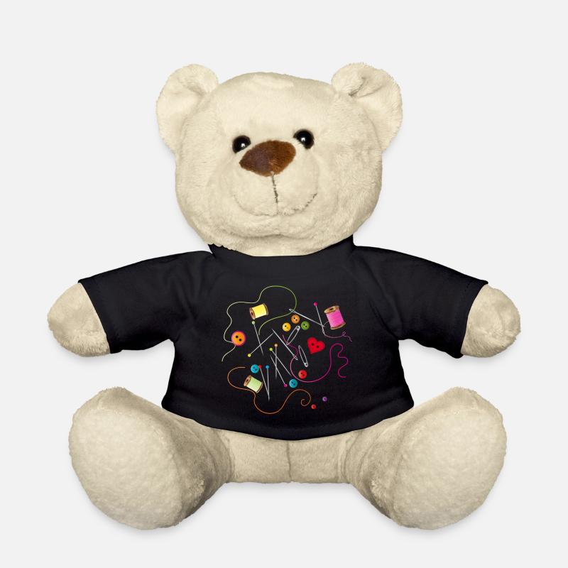 Sewing utensils buttons, needle, thread and sewing thread - Teddy Bear - black
