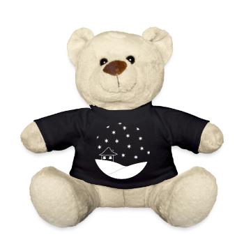 Schneekugel Schnee Hütte Schneeflocken Winter - Teddy - Schwarz - Vorne