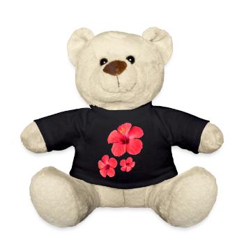Rote Hibiskus Blütenpracht Drei-Fach - Teddy - Schwarz - Vorne