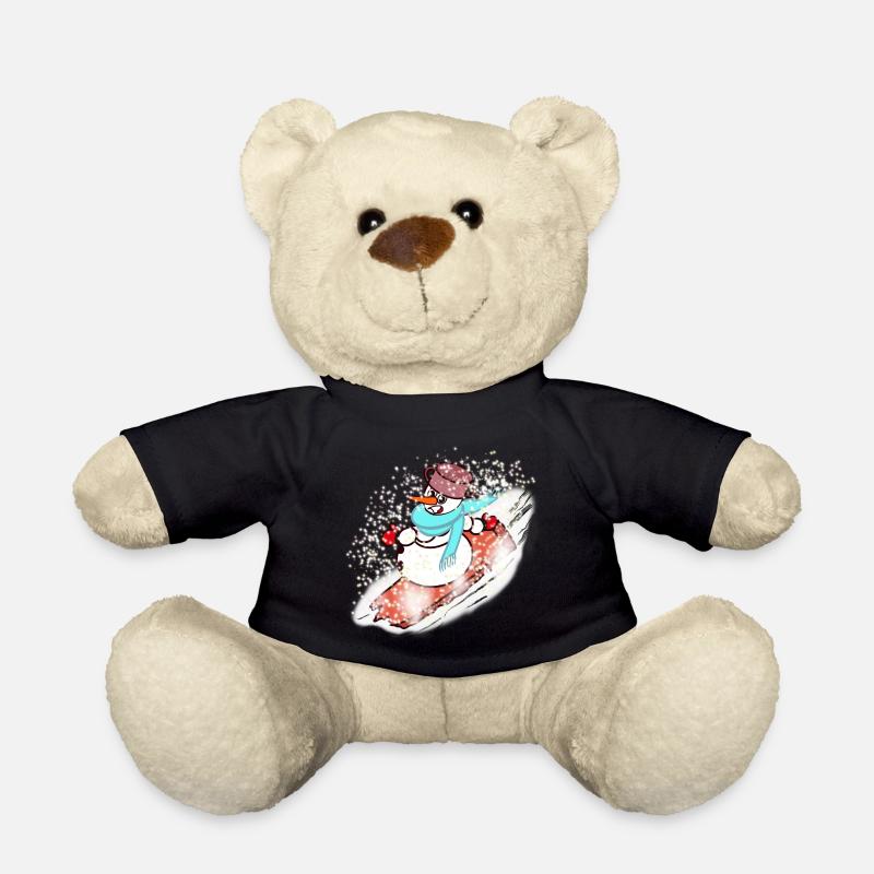 Snowman with scarf and snowboard - Teddy Bear - black