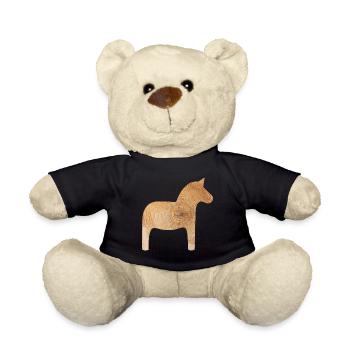 Dala Horse Wood Winter Sweden Annual Rings Decoration - Teddy Bear - black - Front