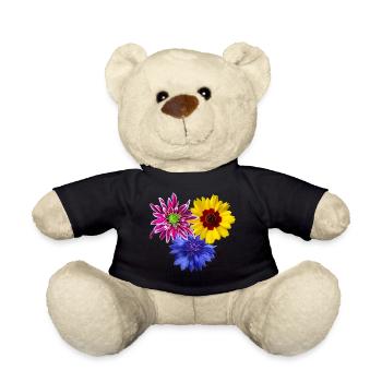 Flowers, blooming, petals, flowery, flower, floral - Teddy Bear - black - Front