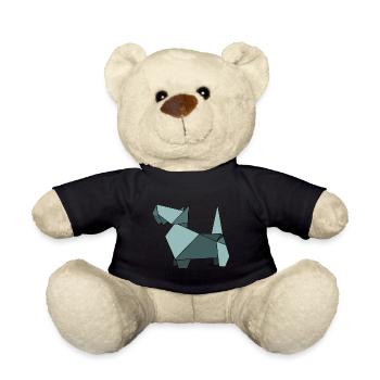 Hund Hunde Hündchen Sticker ORIGAMI - Teddy - Schwarz - Vorne