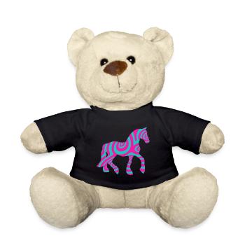 Pferd Pferde Reiten Reitsport Pony Western Shirt - Teddy - Schwarz - Vorne