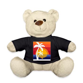 Palm trees Caribbean summer sun beach sea time out - Teddy Bear - black - Front