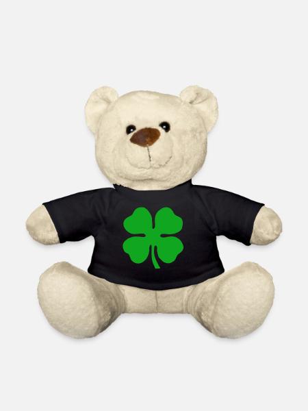 Vierblättriges Kleeblatt Glücksklee Neujahr Klee - Teddy - Schwarz