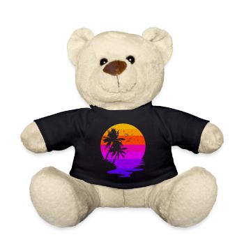 Urlaub Ferien Palmen Karibik Strand Meer Sommer - Teddy - Schwarz - Vorne