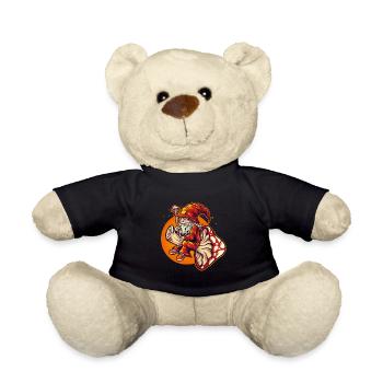 Dwarf wizard riding toadstool - Teddy Bear - black - Front