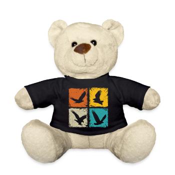 Retro squares falcons eagles falconry hawking - Teddy Bear - black - Front