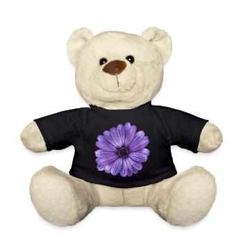 T-shirt à fleurs, aspect toile à motif floral - Nounours - noir - Devant