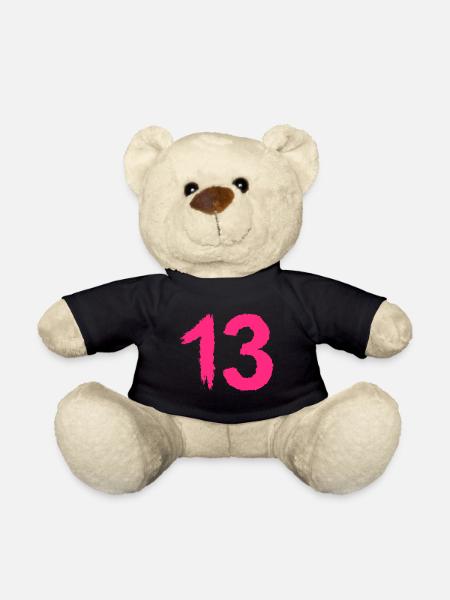 Zahl 13 Lieblingszahl Bürste Rosa - Teddy - Schwarz