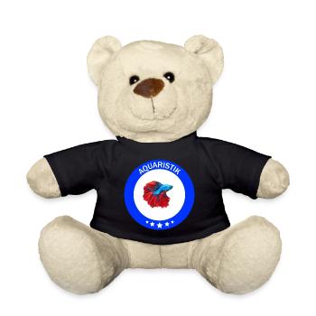 Aquaristic badge with fighting fish Betta splendens - Teddy Bear - black - Front