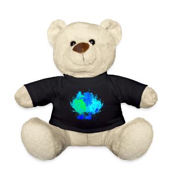 Blue Color Spot Background Decoration - Teddy Bear - black - Front