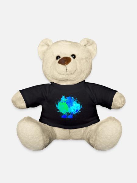 Blauer Farbfleck Hintergrund Deko - Teddy - Schwarz