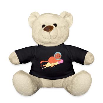Space Cat Ice Cream, Astronaut Cat Rocket - Teddy Bear - black - Front