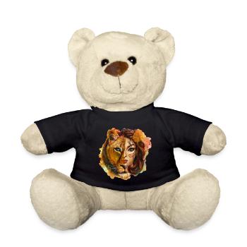 Tigerfrau Wasserfarben Portrait - Teddy - Schwarz - Vorne