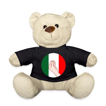Funny Italian Humor Hand Gesture Pride Pizza - Teddy Bear - black - Front