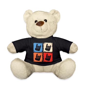 Retro squares horns metalhead heavy metal music - Teddy Bear - black - Front