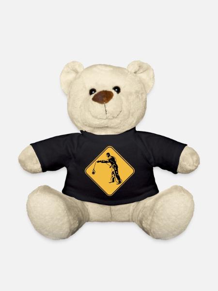 Aufmerksamkeitsschild-Pfirsich-Geschenk-Idee - Teddy - Schwarz