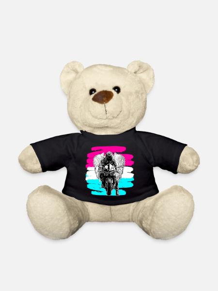 Motorcycle motorcycles motorcyclist biker lifestyle - Teddy Bear - black