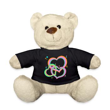 Bunte ineinander verschlungene Herzen für Dich! - Teddy - Schwarz - Vorne