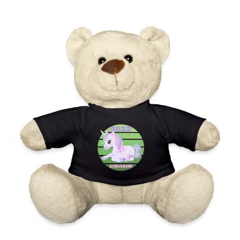 Schulkind 2022 Einschulung Schulbeginn Einhorn - Teddy - Schwarz - Vorne