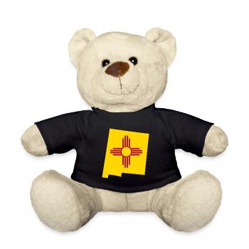 New Mexico USA State New Mexico Flag Map - Teddy Bear - black - Front