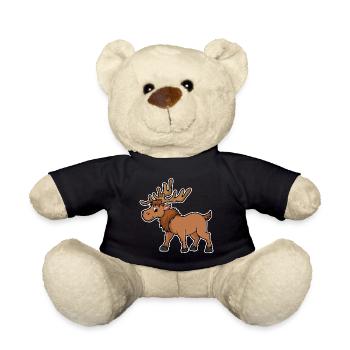 Elch Cartoon Illustration Kawaii für Kinder - Teddy - Schwarz - Vorne