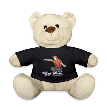 Boule player throws boules ball Boulering Boule - Teddy Bear - black - Front