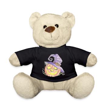 Aquarell Kürbis mit Hexenhut - Teddy - Schwarz - Vorne