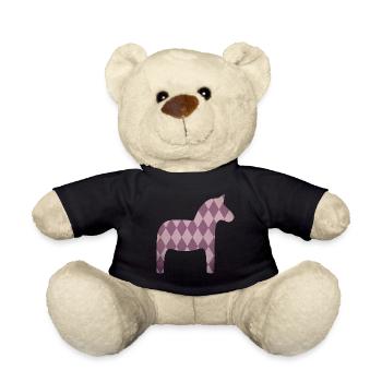 Dala Horse Diamonds Pink Horse Girl Scandinavian - Teddy Bear - black - Front