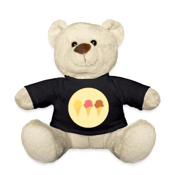 Eis Eiscreme Erdbeereis Vanilleeis Schokoeis - Teddy - Schwarz - Vorne