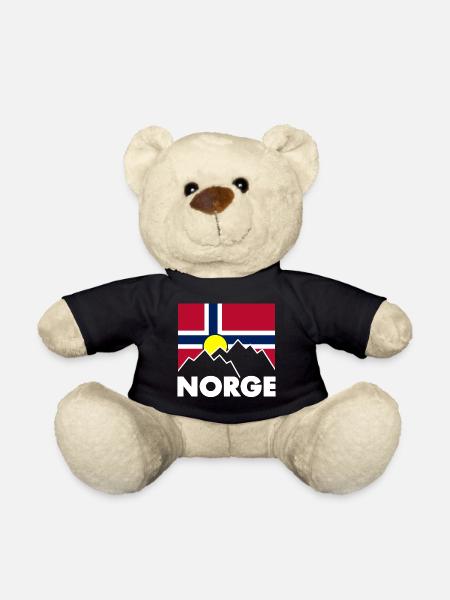 Norwegen Fahne mit Bergen - Teddy - Schwarz