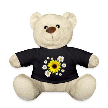 Sunflower with daisies flowers, floral, flower - Teddy Bear - black - Front
